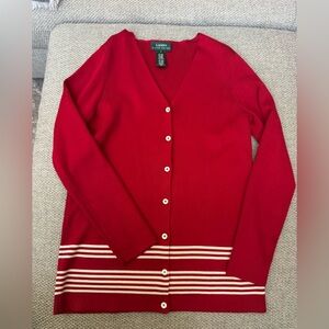 Ralph Lauren Red Knit Silk Blend Sweater